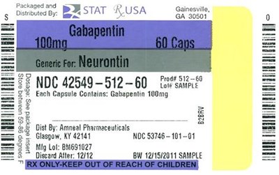 Principal Display Panelndc: 42549-512-28gabapentin 100mg #28 Capsule(s) (Gabapentin 100mg 42549 Label)